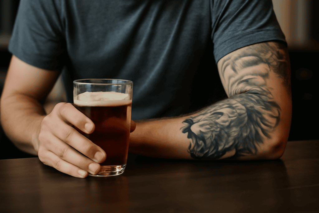 Illustration af alkohol før tatovering