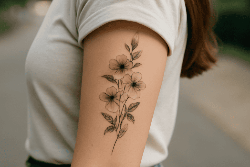 Illustration af blomsterranke tatovering
