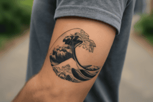 Illustration af bølge tatovering betydning