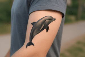 Illustration af delfin tatovering arm