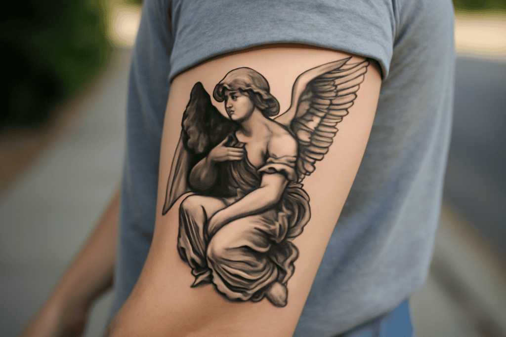 Illustration af engel tatovering betydning