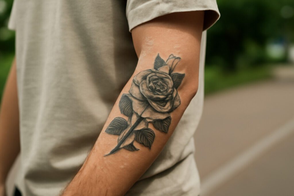 Illustration af englehud efter tatovering