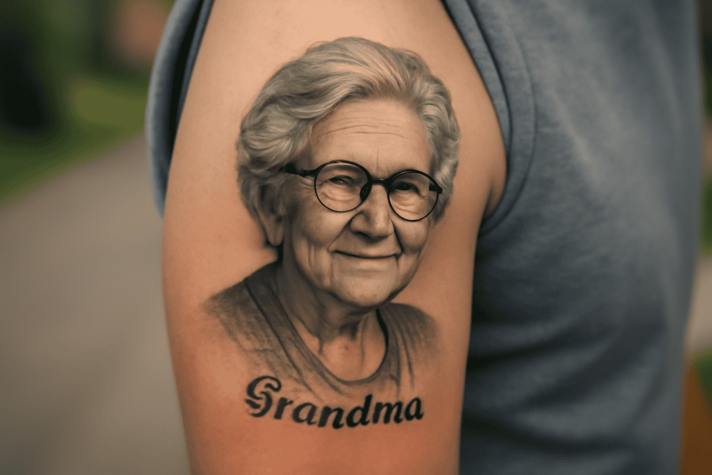 Illustration af farmor tatovering