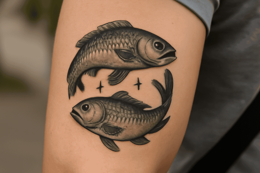 Illustration af fisken stjernetegn tattoo
