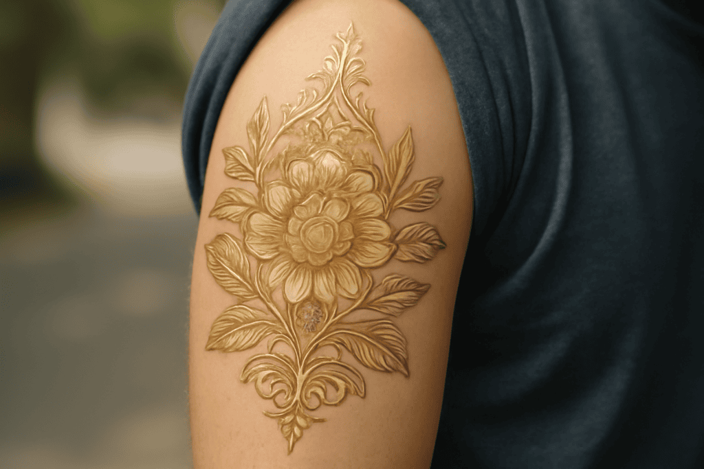 Illustration af guld tatovering