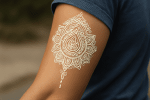 Illustration af hvid henna tatovering