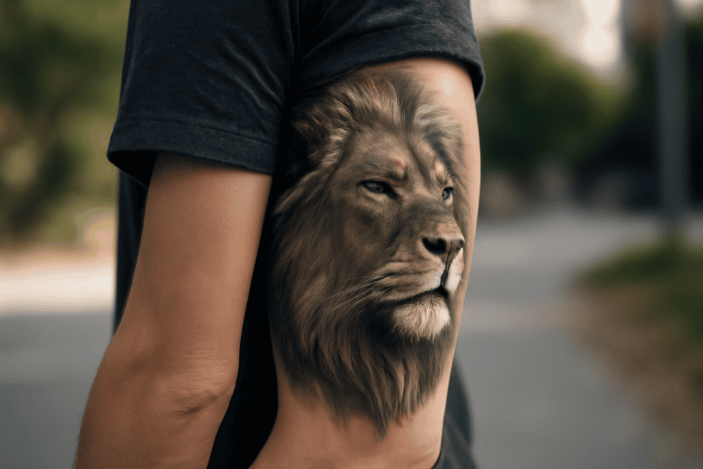 Illustration af løve tatovering