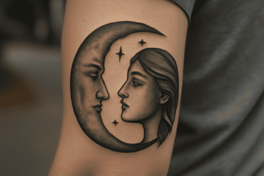 Illustration af måne tatovering betydning