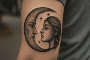 Illustration af måne tatovering betydning