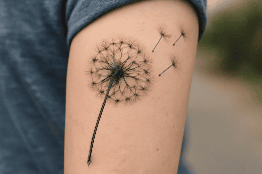 Illustration af mælkebøtte tatovering