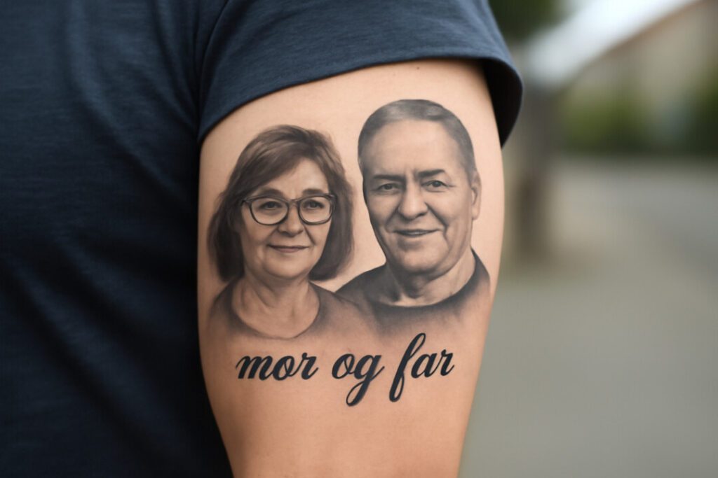 Illustration af mine forældre mor og far tatovering