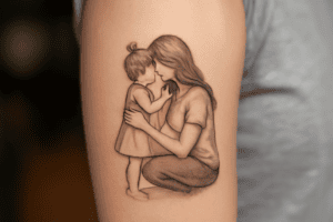 Illustration af mor datter tatovering lille