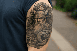 Illustration af nordisk mytologi tattoo design