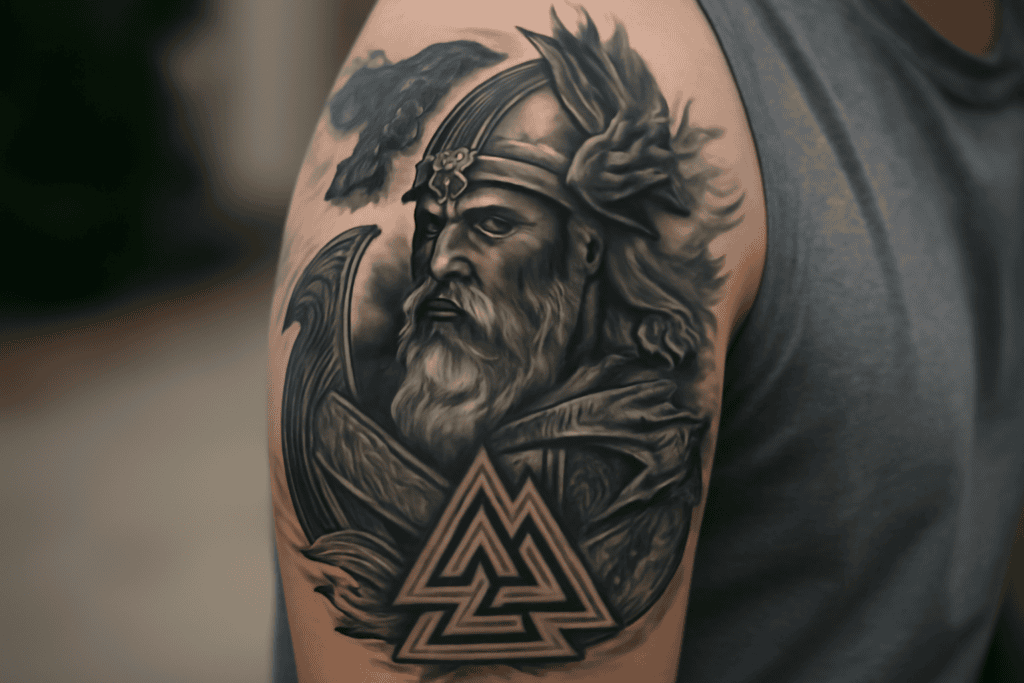 Illustration af nordisk mytologi tattoo design
