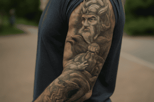 Illustration af nordisk mytologi tattoo sleeve