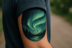 Illustration af nordlys tatovering