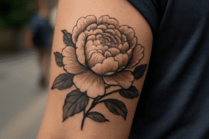 Illustration af pæon tattoo