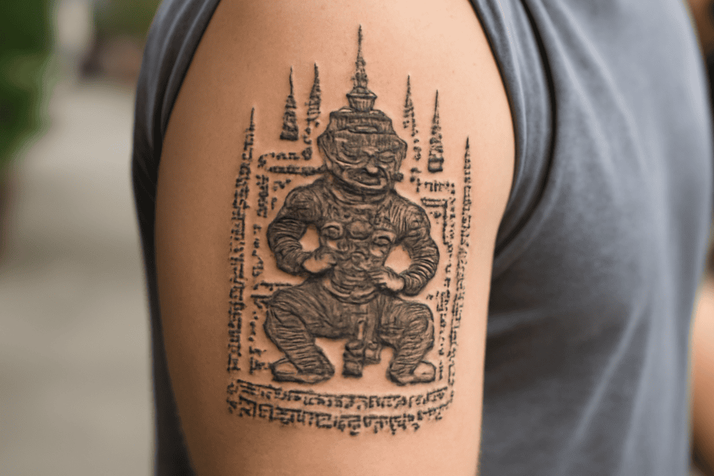 Illustration af sak yant tattoo
