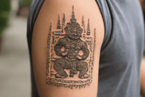 Illustration af sak yant tattoo