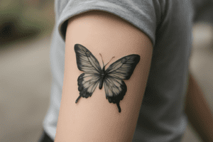 Illustration af små tatoveringer sommerfugl