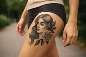 Illustration af tatovering ben dame