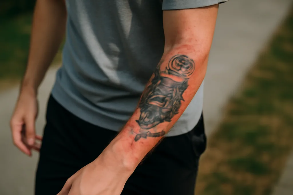 Illustration af tatovering gør ondt efter