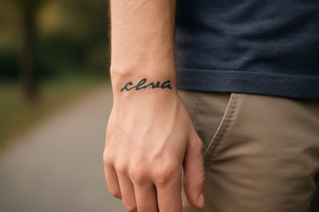 Illustration af tatovering håndledd skrift