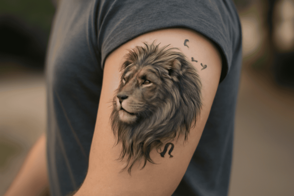 Illustration af tatovering løve stjernetegn