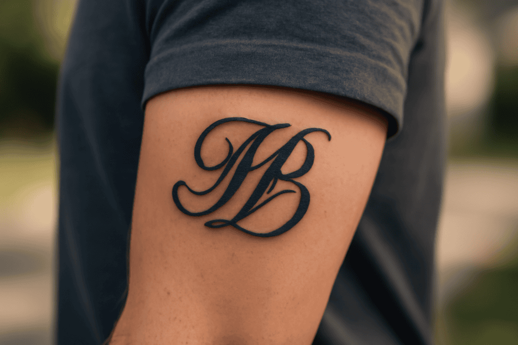 Illustration af tatovering med initialer