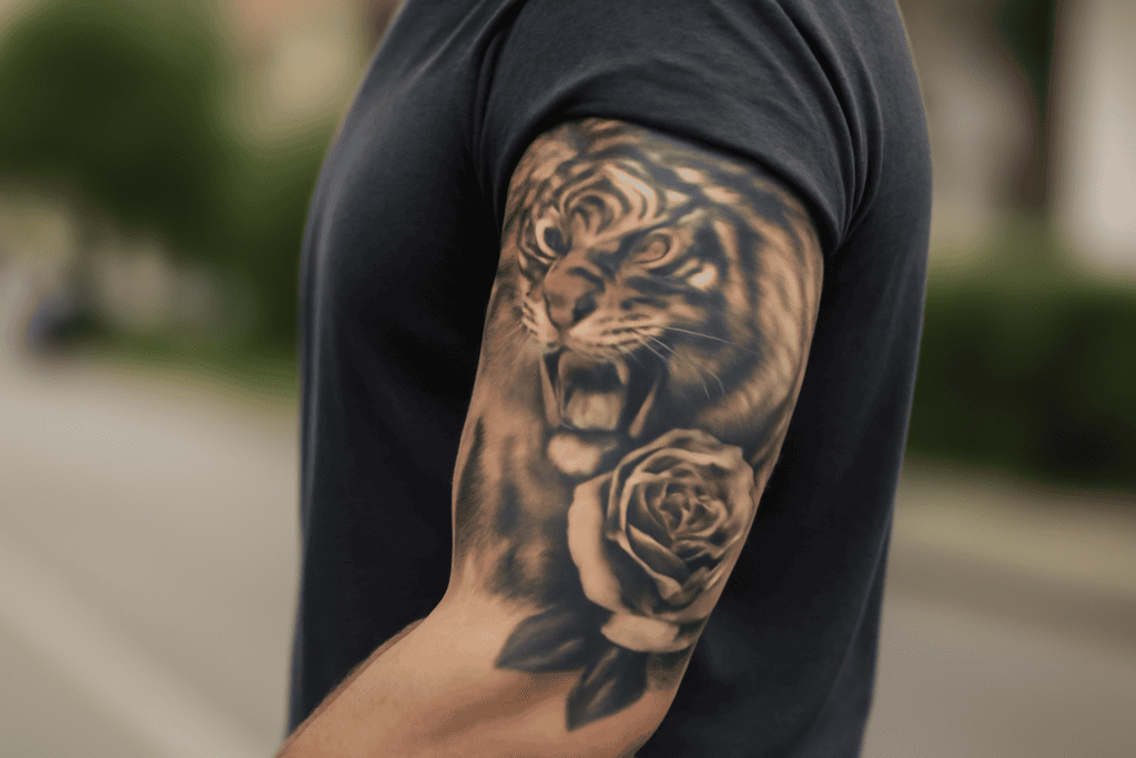 Illustration af tatovering overarm mand