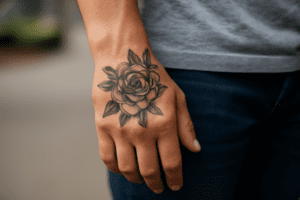 Illustration af tatovering på siden af hånden