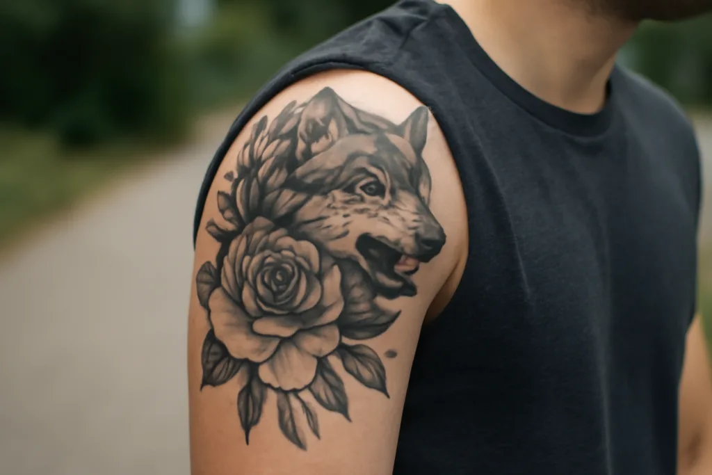 Illustration af tatovering på skulder