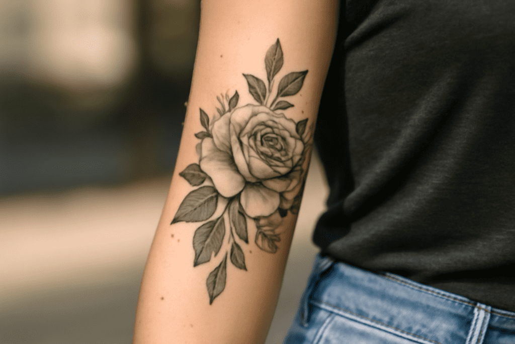 Illustration af tatovering underarm kvinde