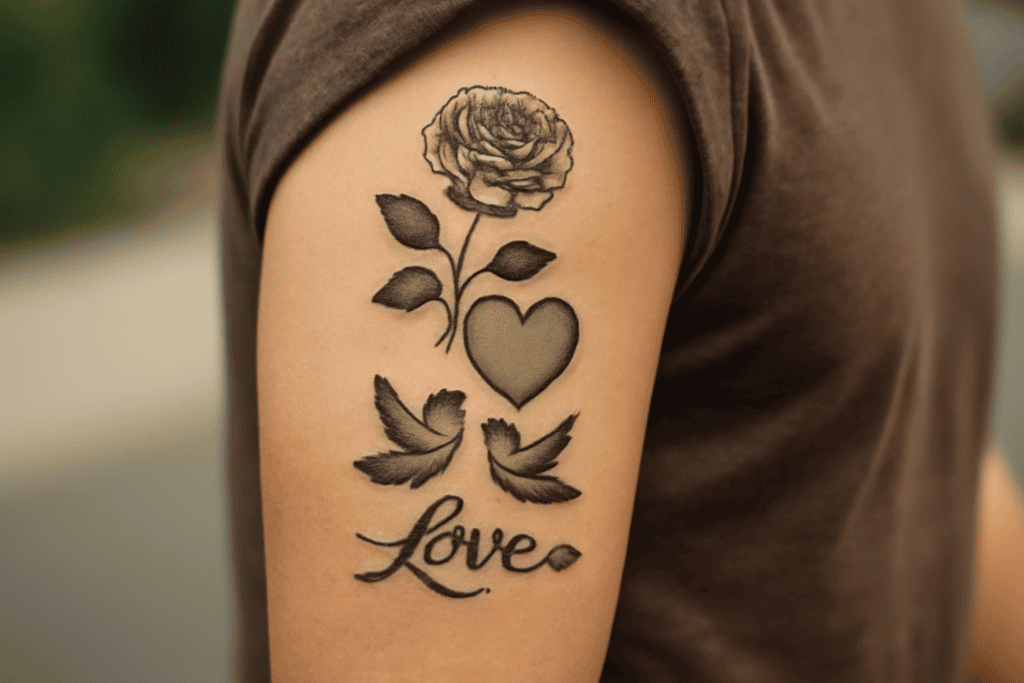 Illustration af tatoveringer der symboliserer kærlighed
