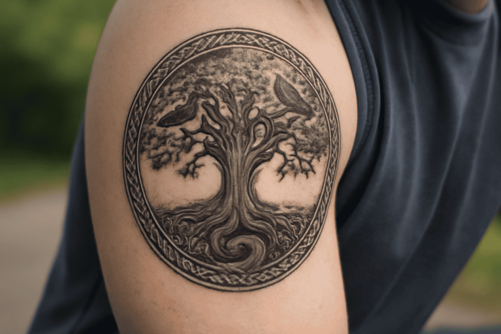 Illustration af yggdrasil nordisk mytologi